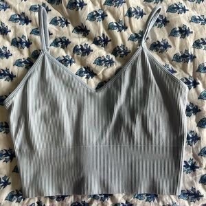 Light blue cropped ribbed tank top